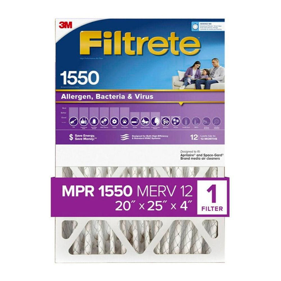 3M Filtrete 1550 Allergen Reduction Air Filters - 20x25x4